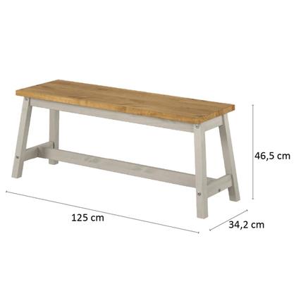 Imagem de Banco de Madeira Maciça com Travessa Cinza Lavado