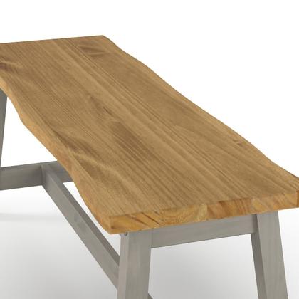 Imagem de Banco de Madeira Maciça com Travessa Cinza Lavado