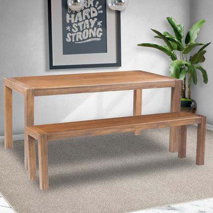 Imagem de Banco Decorativo para Varanda Cozinha Dumai 120cm Madeira Maciça Walnut Escovado G54 - Gran Belo