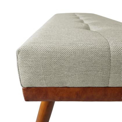Imagem de Banco Estofado Roma 140cm material sintético nozes/Linho Bege - Inova Decorações