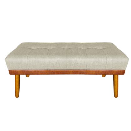 Imagem de Banco Estofado Roma 140cm material sintético nozes/Linho Bege - Inova Decorações