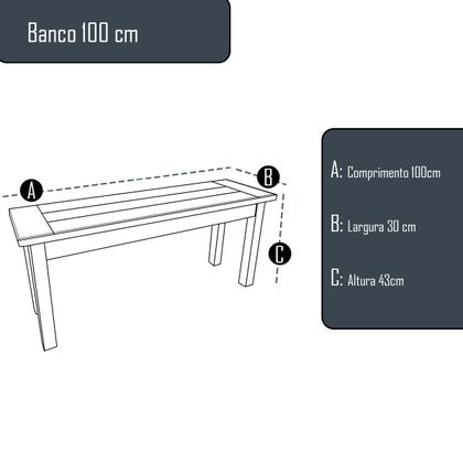 Imagem de Banco madeira maciça Pinus para mesa jantar 120cm Assento resistente Decoração Rústica Sala Cozinha