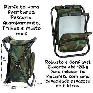 Imagem de Banco Mochila bolsa termica com assento dobravel portatil praia camping passeios