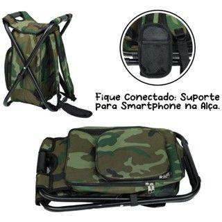 Imagem de Banco Mochila bolsa termica com assento dobravel portatil praia camping passeios