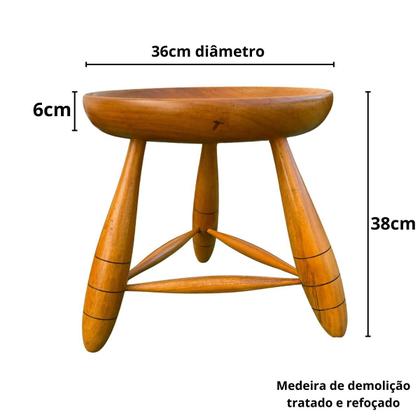 Imagem de Banco Mocho Sérgio Rodrigues Madeira Maciça Sudeste Rústico