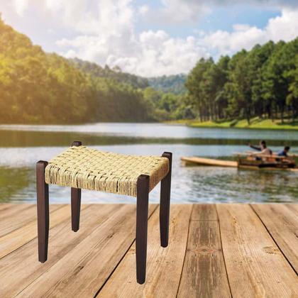 Imagem de Banco Offex Retangular de Juta de Madeira Transit Tecido 50 L x 40 P x 50 H