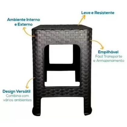 Imagem de Banco Plastico Banqueta Banquinho Rattan Lançamento Ratan Topplast