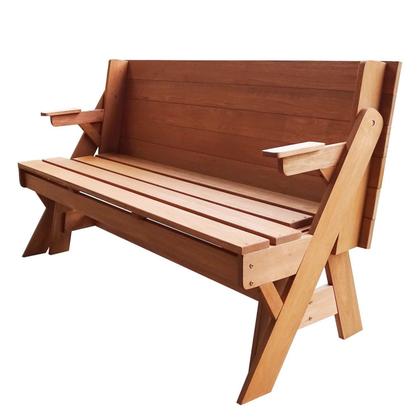 Imagem de Banco que Vira Mesa 1,60 Metros 4 Lugares, em Cera, Madeira Maciça e Eucalipto