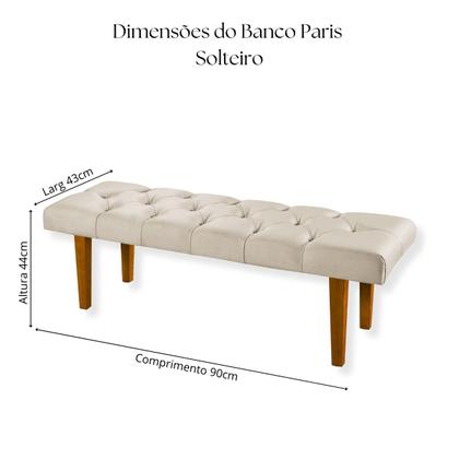 Imagem de Banco Recamier Estofado com Capitonê Pés Palito Estilo Retrô para Quarto Solteiro 90cm para Cama Box Sala Luxuoso com Tecido Veludo Calçadeira