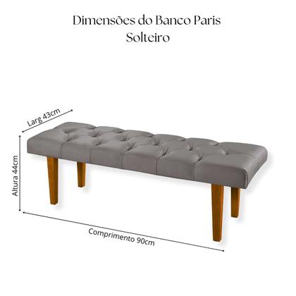 Imagem de Banco Recamier Estofado com Capitonê Pés Palito Estilo Retrô para Quarto Solteiro 90cm para Cama Box Sala Luxuoso com Tecido Veludo Calçadeira