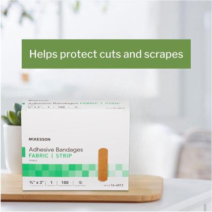 Imagem de Bandagens adesivas McKesson, 1,9 x 7,6 cm, estéreis, pacote com 100