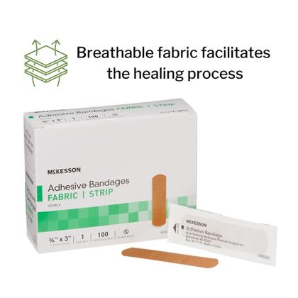 Imagem de Bandagens adesivas McKesson, 1,9 x 7,6 cm, estéreis, pacote com 100