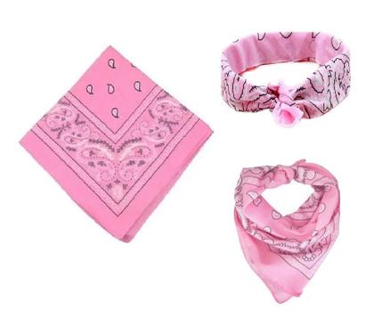 Imagem de Bandana Faixa Lenço Rosa Claro Cabelo Unissex Poliéster