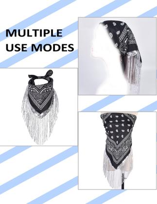 Imagem de Bandana JIANGLAI con Flecos y Rhinestones con Gafas de Sol en Forma de Corazón Negra