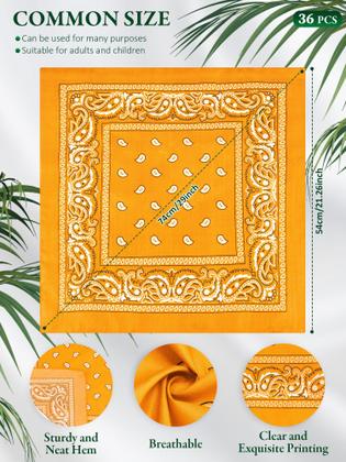 Bandana, tipo unidade, 36 peças, lenço de cabeça Paisley, laranja
