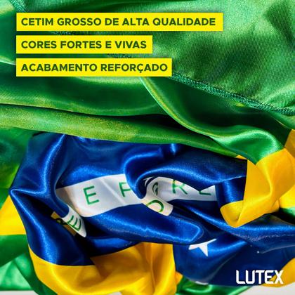 Imagem de Bandeira do Brasil 95x140 Tecido Cetim Grosso Brilho Cores Fortes Costurada Aba Bastão Premium Copa Cor:Brasil Verde e A