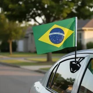 Imagem de Bandeira Do Brasil Com Haste Para Carro Copa Do Mundo 45x30cm