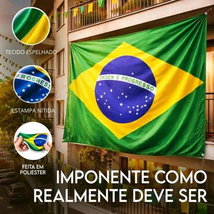 Imagem de Bandeira Do Brasil Copa Do Mundo 1,8mx2,7m Bandeirão Grande Com Tunel Para Mastro Haste Torcida