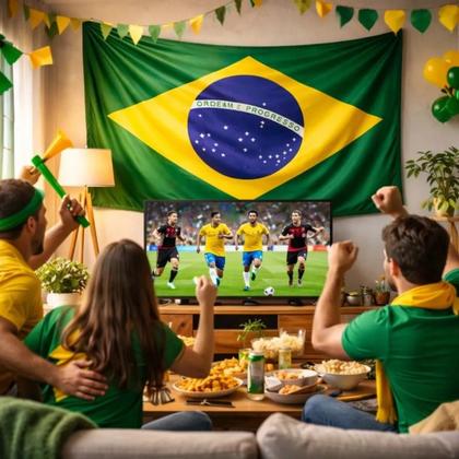 Imagem de Bandeira Do Brasil Copa Do Mundo 1,8mx2,7m Bandeirão Grande Com Tunel Para Mastro Haste Torcida