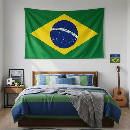 Imagem de Bandeira Do Brasil Grande Oficial 1,48 x 82 Cm Poliéster Para Copa Do Mundo