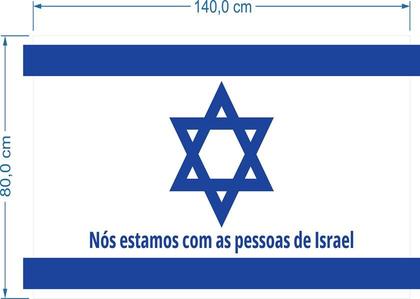 Imagem de Bandeira Nós Estamos Com As Pessoas de Israel em Tecido Oxford 140x80 cm - Qualidade Premium