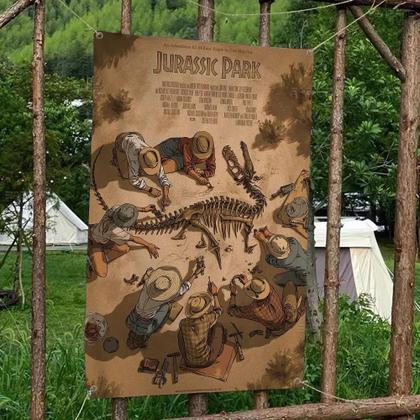 Imagem de Bandeiras De Filme Jurassic Park De Tamanho Grande, Decorações De Festa De Aniversário, Banner