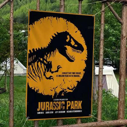 Imagem de Bandeiras De Filme Jurassic Park De Tamanho Grande, Decorações De Festa De Aniversário, Banner