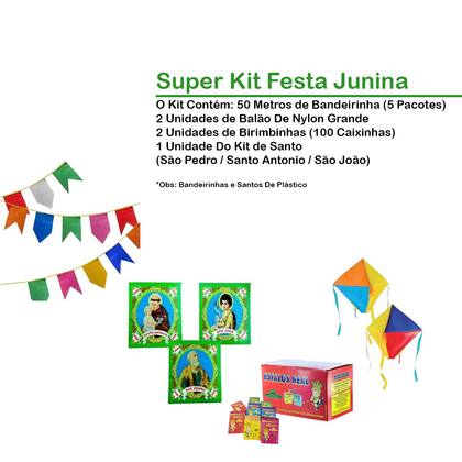 Imagem de Bandeirinha Balões Biribinhas Santinhos de Festa Junina São João