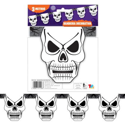 Imagem de Bandeirinha Caveira Enfeite Decoração Festa dia Bruxas 15Mts