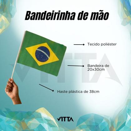 Imagem de Bandeirinha do Brasil com Haste 30cm Tecido Copa Escolha Quantidade Quantidade:10