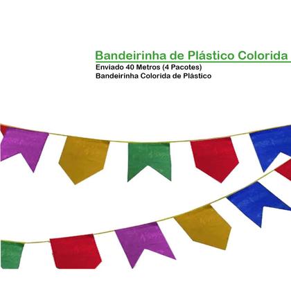 Imagem de Bandeirinhas De Plástico 40 Metros Festa Junina Arraia Festa Caipira/Artigos Para Festas