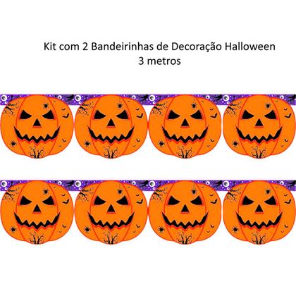 Imagem de Bandeirinhas Halloween Dia das Bruxas Enfeite de Pendurar com Abóboras 6 Metros