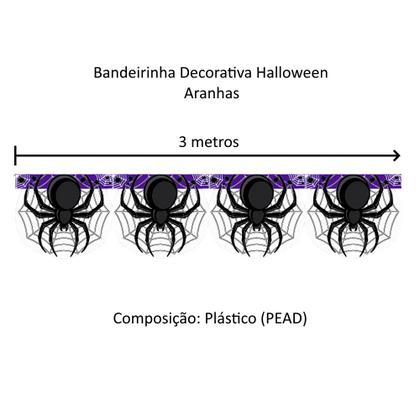 Imagem de Bandeirinhas Halloween Dia das Bruxas Enfeite de Pendurar com Aranhas 3 Metros