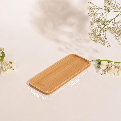 Imagem de Bandeja 20x10cm Bambu Natural Premium Multiuso Lavabo Banheiro Bancada Aparador