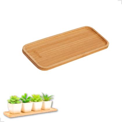 Imagem de Bandeja 20x10cm Bambu Natural Premium Multiuso Lavabo Banheiro Bancada Aparador