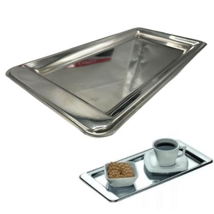 Imagem de Bandeja Aço Inox Decorativa 30cm Retangular