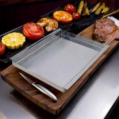 Imagem de Bandeja aço inox retangular 30x50 com alça rasa ZPBN30x50x3