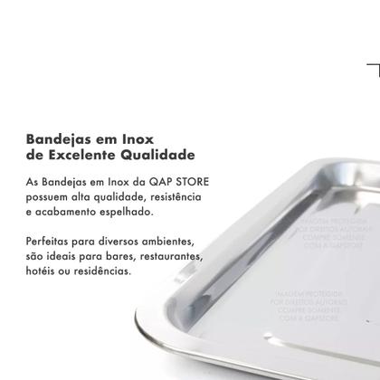 Imagem de Bandeja Aço Inox Retangular Rasa 40x30 Restaurante