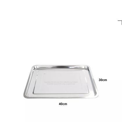 Imagem de Bandeja Aço Inox Retangular Rasa 40x30 Restaurante