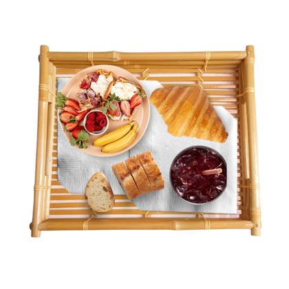 Imagem de Bandeja Bambu Artesanal Retangular Para Servir Com Alça 31cm