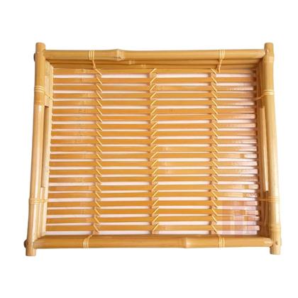 Imagem de Bandeja Bambu Artesanal Retangular Para Servir Com Alça 31cm