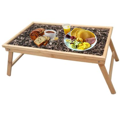 Imagem de Bandeja Bambu Cafe da Manha Cama Lanche Pe Retratil Dobravel Almoço Jantar Pratico Ecologico Resistente Espaçoso