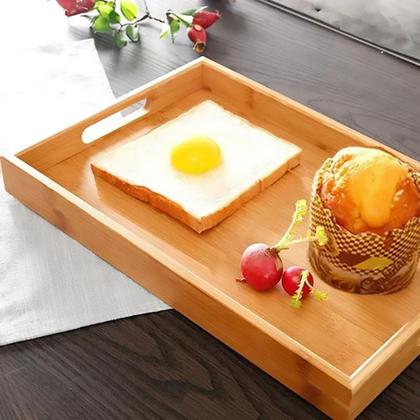 Imagem de Bandeja Bambu Cafe Manhã Decorativa Retangular Pinus e MDF