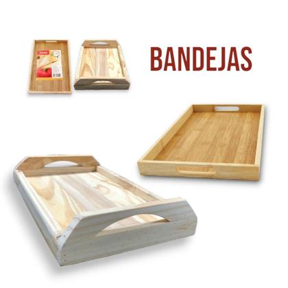 Imagem de Bandeja Bambu Cafe Manhã Decorativa Retangular Pinus e MDF