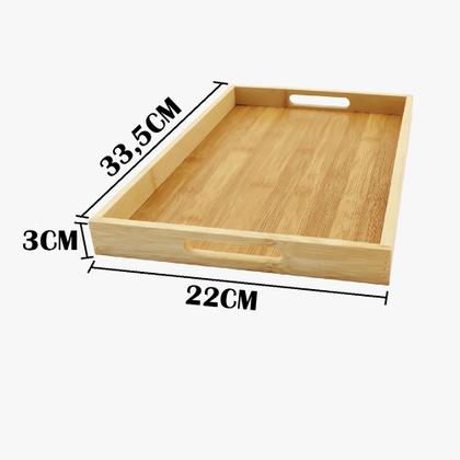 Imagem de Bandeja Bambu Cafe Manhã Decorativa Retangular Pinus e MDF