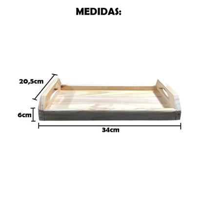 Imagem de Bandeja Bambu Cafe Manhã Decorativa Retangular Pinus e MDF