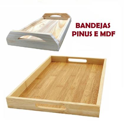 Imagem de Bandeja Bambu Cafe Manhã Decorativa Retangular Pinus e MDF