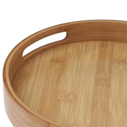 Imagem de Bandeja Bambu Redonda com alça borda café da manhã 30 cm