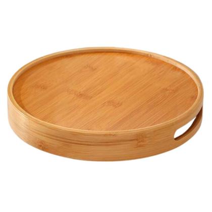 Imagem de Bandeja Bambu Redonda com alça borda café da manhã 30 cm