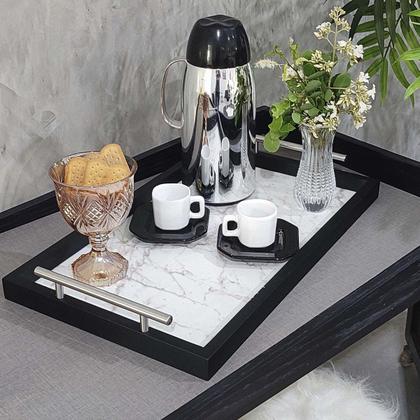 Imagem de Bandeja Bar Bebidas Café Xícaras Alças Decorativa Hall Pequena Ambiente Jantar